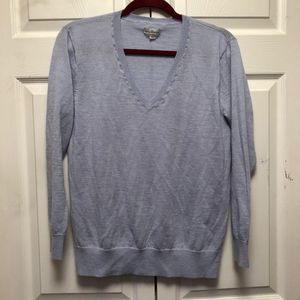 L.L. Bean Signature Light Blue V-Neck Sweater Size L